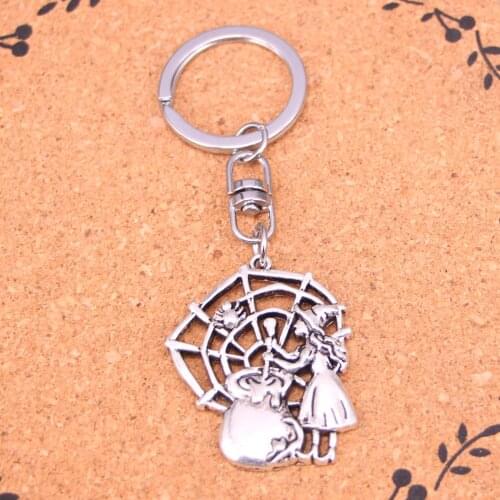 Fashion witch refining spider Keychain Pendant Key Rings Shoulder Bag Purse Car Accessories for Women Girl Kids Gift