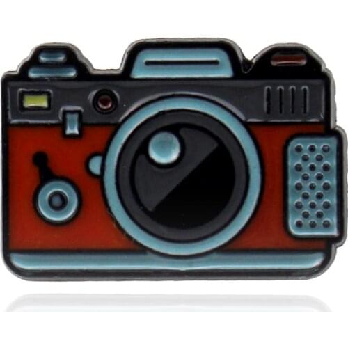 Cartoon Creative Fun Camera Enamel Brooch Plant Quantity Mountain Peak Sunrise Alloy Badge Clothes Bag Accessories Jewelry Gift