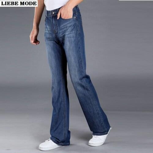 2020 Korean Fashion Straight Bell Bottom Flare Jeans Men Plus Size Long Denim Pants Mens Classic Flared Jeans Bootcut