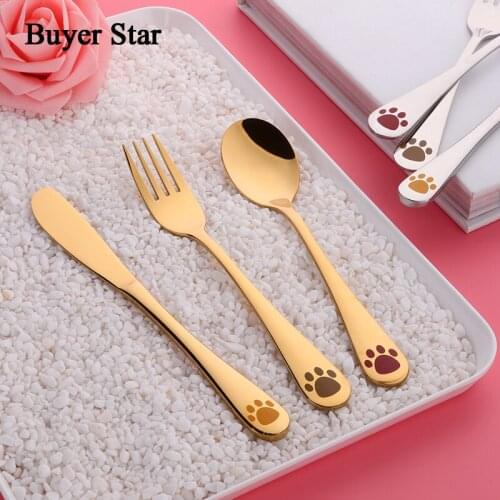 Children Tableware Cutlery Set 18 Pcs Dinnerware Set Cute Printing Quality Kids Animal Dinner Knives Forks