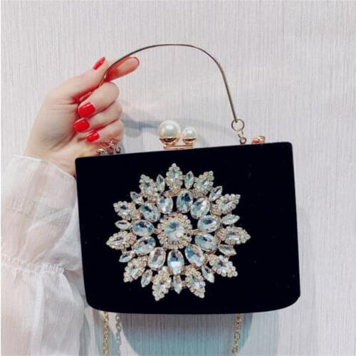 2020 new women velour evening clutch diamond sunflowers wedding wallets banquet purse for ladies drop shipping MN