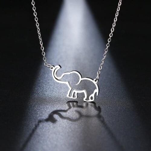 Elephant Charm Pendant Gold Good Luck Elephant Necklace Women Girls Chain Jewelry Gifts Stainless Steel