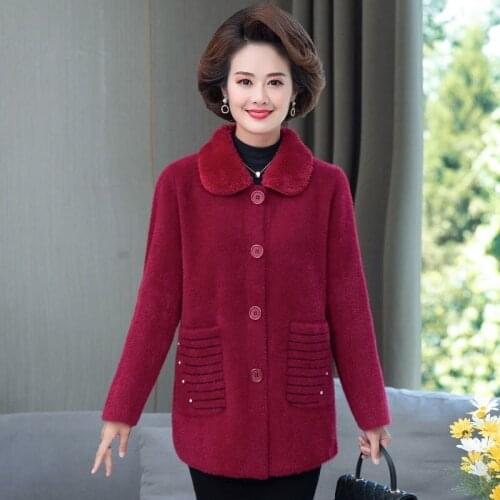 Imitation Mink Cashmere Coat 2021 Autumn Winter New Womens Clothing Thick Plush Cardigan Middle-aged Mother Women Jacket X499