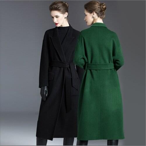 2020 Fashion jacket High Quality overcoat Women Mid Length Woolen Coat 100% Wool Handmade outwears Double-faced Cashmere Coats