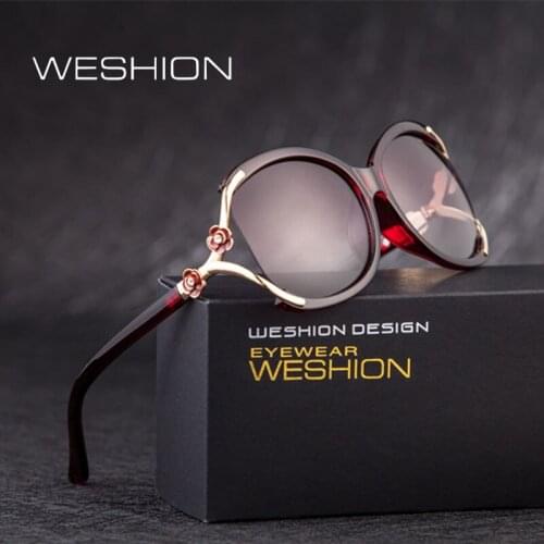 Polarized Sunglasses Women Retro Oversize HD UV400 Sun glasses Hollow Flower Alloy Frame Luxury Brand With Case