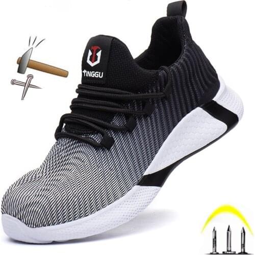 Work Safety Boots Men Shoes Sneakers Breathable Anti-Smashing Lightweight Work Boots Indestructible Sneakers with Steel Toe Cap
