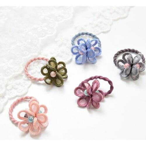 Children Cute Colors Rabbit Flower Dog Hair Bands Elastic Girls Ponytail Holder Rubber Bands Scrnchies Kids Hair Accessories