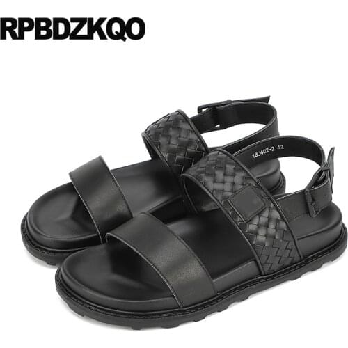 Woven Genuine Leather Casual Slides Luxury Designer Shoes Men High Quality Beach Native Flip Flop Breathable Slip On Platform