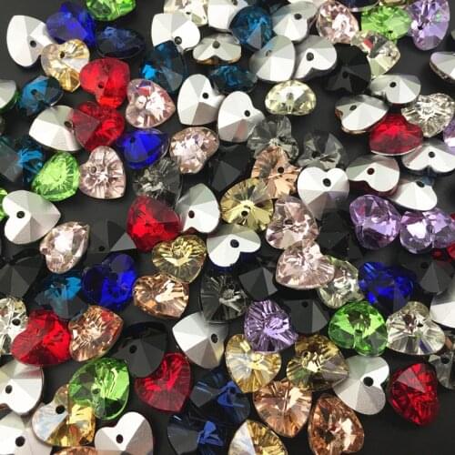 More Colors 10mm Heart Shape Glass crystal Crystal Fancy Stone With One Hole For Jewelry Making