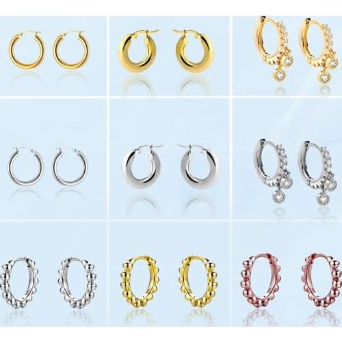 Fashion Retro Earrings For Women Golden Silver Color Piercing Round Hoop Earring Luxury Fine Stainless Steel Couple Jewelry Gift