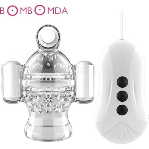 Penis Head Vibrator Glans Trainer Delayed Ejaculation Adult Sex Toy For Men Male Masturbator Dildo Massager Dual Bullet Vibrator