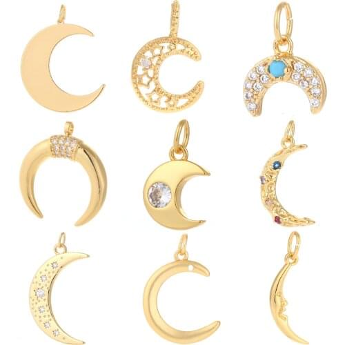 Moon Jewelry Charms for Jewelry Making Gold Cute Charm Designer Penant Charms for Diy Earrings Necklace Bracelet Make Copper