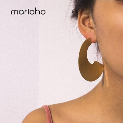 Marioho Fashion Punk Twisted Geometric Stud Earrings Vintage Mirror Surface Fan Shaped Earrings For Women Jewelry Gift