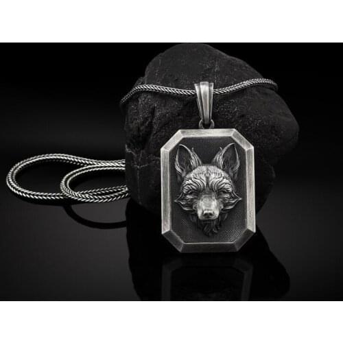 Zodiac Jewelry on the neck fox medallion tag necklaces for man personality animal charms Mens chain necklace
