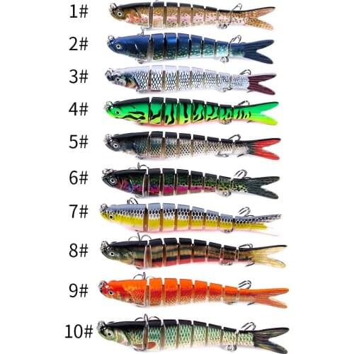 100pcs 10cm 11.3g Fishing Wobbler 8 Segments Multi Jointed Lure Swimbait Hard Bait Sinking Fishing Tackle for Bass Pike