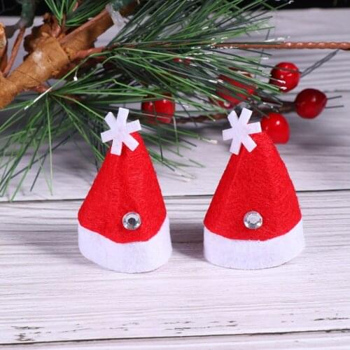 12pcs Creative Christmas Lollipop Hats Christmas Elf Lollipop Caps Decorations for Party Home Restaurant Hotel