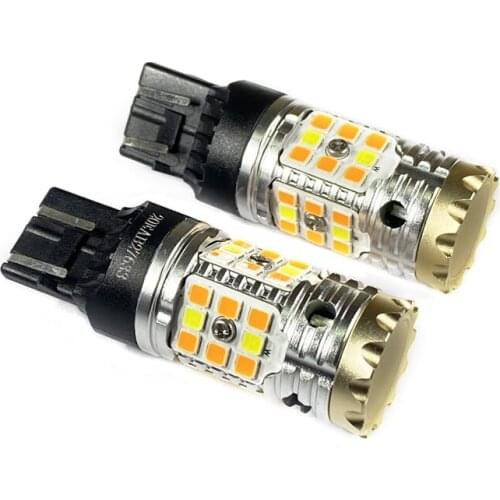2Pcs CANBUS Anti Hyper Flash 7443 7444 T20 Dual Color Switchback LED Amber Turn Signal And White Daytime Running Parking Light
