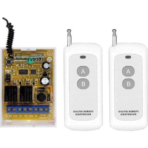 2 IN 1 500m DC 12V 24V 10A 2CH 2 CH RF Wireless Remote Control Switch System Transmitter + Receiver 315/433 MHz,Momentary