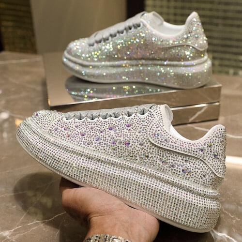 2021 New Spring and Autumn Full Diamond Muffin Shoes Womens Thick Soled Sports Shoes Platform Shoes Shoes for Women Sneakers