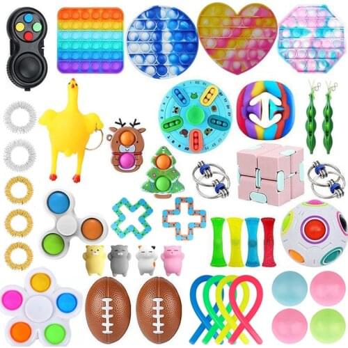 43Pcs Fidget Toys Pack Push Kit Bubble Adults Stress Relief Toy Set Children Sensory Squishy Anti Stress Figet Toys Kids Gift