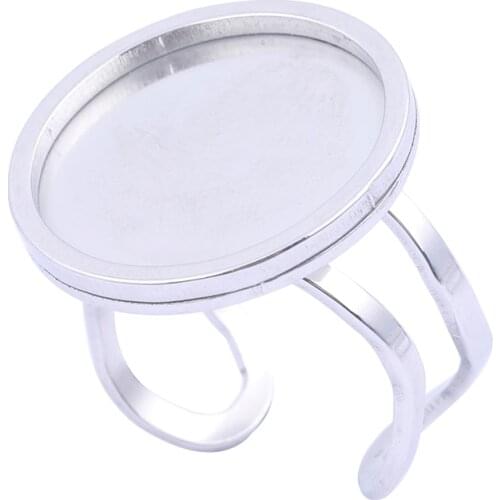 5pcs stainless steel 18mm 20mm cabochon ring base setting blanks diy bezels for rings jewelry making supplies