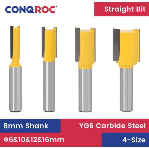 4 Pieces 8mm Shank Double Cutting Edges Straight Flush Trim Router Bits Set Woodworking Milling Cutters Kit