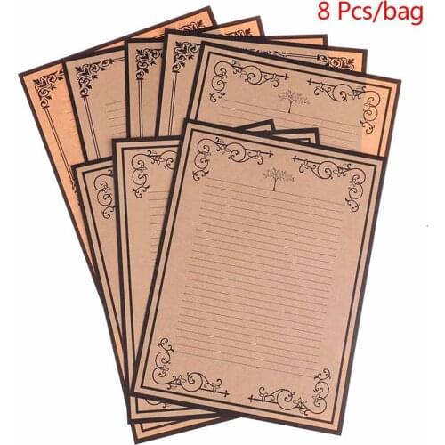 8pcs/bag Vintage Kraft Paper Classical Letter Paper Simple Love Letter Paper Pad Note Letter Set Souvenirs Gift