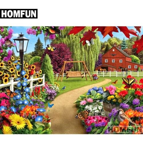 HOMFUN Full Square/Round Drill 5D DIY Diamond Painting "Scenic garden" Embroidery Cross Stitch 5D Home Decor Gift A01683