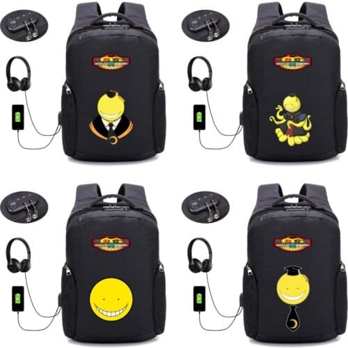 Anime Ansatsu Kyoushitsu Anti thief USB Recharging Laptop Backpack Men women Travel Backpack student book backpack 10 style