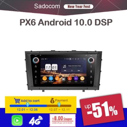 DSP PX6 2 din Android 10.0 car radio 5.0 4GB RAM 8 Core Car DVD multimedia Player autoradio GPS For Toyota Avensis T27 2009-2013