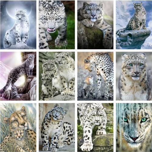 AZQSD 5D Full Square/Round Diamond Painting Leopard DIY Diamond Embroidery Animal Mosaic Handmade Gift Home Decoration