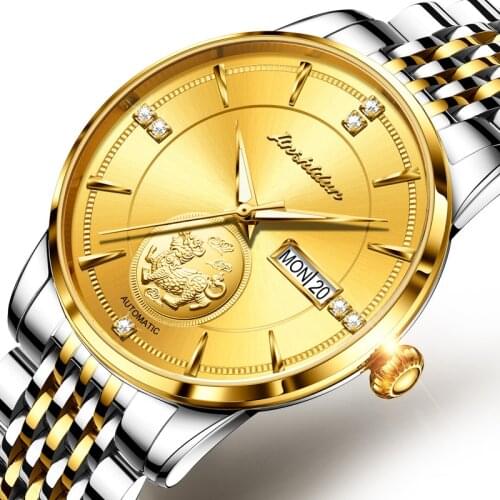 JSDUN Mens Automatic Watch Luxury Brand Sapphire Clock Fashion Business Mechanical Wristwatch Waterproof Classic Watches for Men