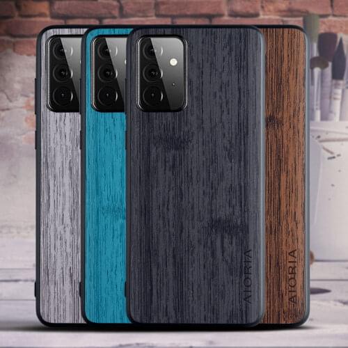 BambooLike case for Samsung Galaxy A32 4G A22 5G A52 A72 A12 A5 2017 soft TPU Hard PC with PU leather skin covers coque fundas