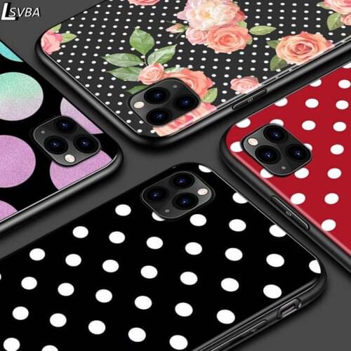 Polka Dots For iPhone 12 Pro Max Mini 11 Pro XS Max X XR 6S 6 7 8 Plus 5S Bright Black Phone Case