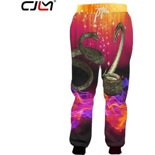 CJLM 2019 Unisex Hip Hop 3D Printed Service Oringial Starry flame snake Custom Plus Size Sweatpantss Dropshipping