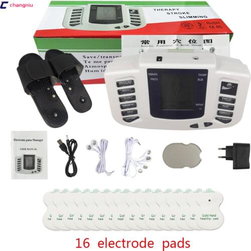JR-309 Hot new Electrical Stimulator Full Body Relax Muscle Therapy Massager,Pulse tens Acupuncture with therapy slipper+ 8 pads