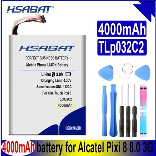 HSABAT TLp032C2 4000mAh Battery For Alcatel One Touch Pixi 8 8.0 3G 9005X OT-9005X Batteries