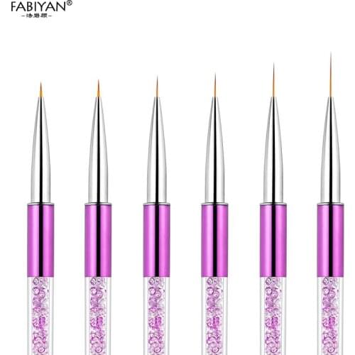 Line Grid Tools Pen Brush Nail Art Liner Rhinestone 3d Flower Stripes Acrylic 5-20mm Gel Tips Diy