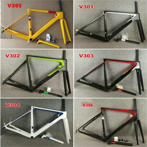 10 Colors Customize Color Logo Disc brake V3RS C64 Road Carbon Bike Frames BOB White Yellow Frame