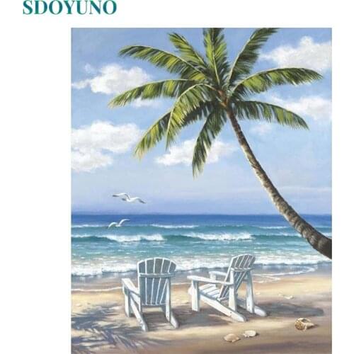 SDOYUNO Painting By Numbers Kits Scenery DIY 60x75cm Oil Paint By Numbers On Canvas Frameless Handpaint Draw Number Decor