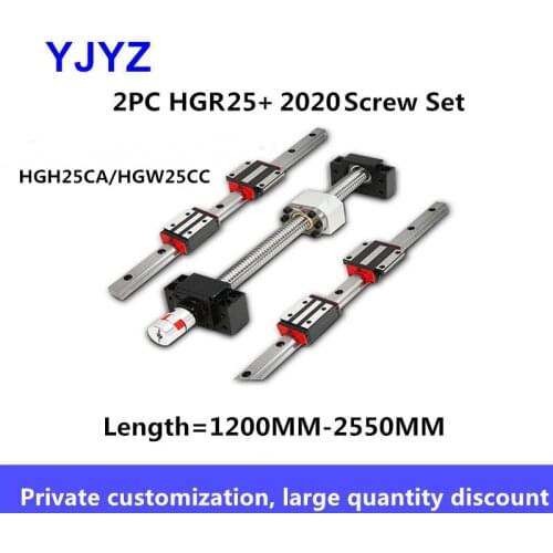 2020 ball screw linear guide kit HGR25 linear guide kit complete slider flange / square slider length = 1200MM-2550MM