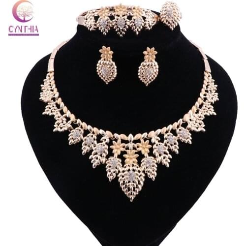 CYNTHIA Exquisite Crystal African Beads Jewelry Set Dubai Luxury Gold Color Women Nigerian Wedding Bridal Jewelry Set