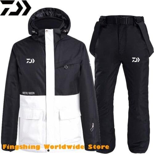 Mens Winter DAIWA Fishing Jacket Warm Hooded Thick Waterproof Fishing Jacket Coat Male High Quality Thermal Winter Snow Clothes