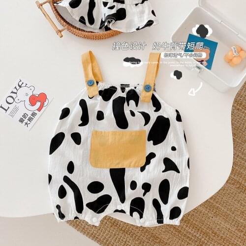 Send hat summer new baby cute cow sling one-piece suit for men and women baby bag fart climbing clothes