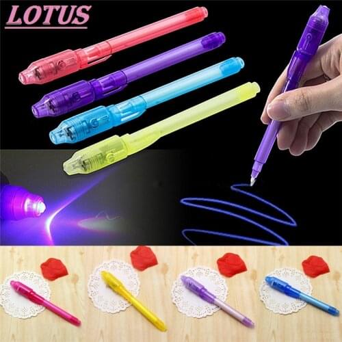 HOT Magic Purple 2 In 1 UV Black Light Combo Creative Stationery School Office Drawing Invisible Ink Pen
