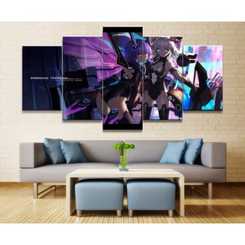 Home Decor Modular Canvas Picture 5 Piece Hyperdimension Neptunia Game Painting Poster Wall For Home Canvas Painting Wholesale