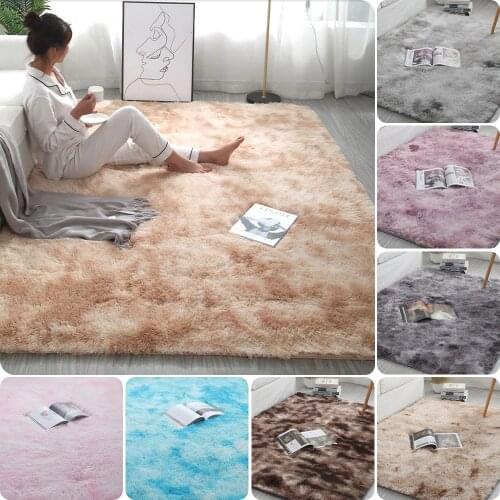 Tie-dyed Gradient Color Plush Soft Carpet Thickened Area Rug Mats Anti-skid Fluffy Rugs For Bedroom Living Room Home Decor