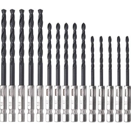 15pc 3/4/5mm HSS 1/4 Inch Hex Shank Twist Drill Bits Set For Metal Stainless Steel Wood Drilling Working Power Tools Accessories