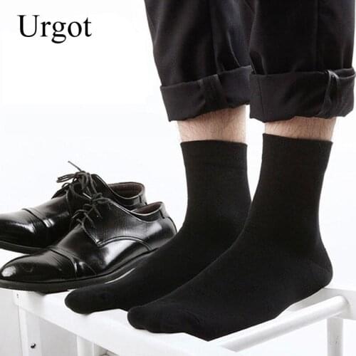 Urgot 5 Pairs Socks Mens Spring Summer Casual Cotton Socks Black Classic Business Socks Fashion Breathable Comfort Men Socks