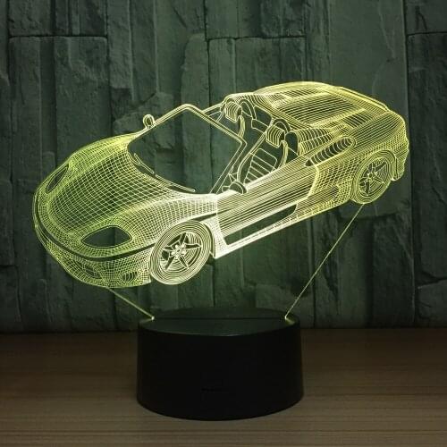 2018 new 3d cool sports car night light smart home lamp energy-saving led lights USB stereo light children gifts lamp